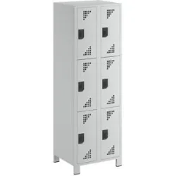 4er-Schließfachschrank Bremen, 2 Abteile, lichtgrau, Breite 600 mm, 8 Fächer eurokraft pro