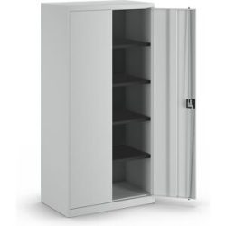 Stahlschrank mit Flügeltüren, 4 Fachböden, Tiefe 600 mm, lichtgrau mauser
