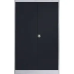 Stahlschrank mit Flügeltüren, 4 Fachböden, Breite 1200 mm, weißaluminium / anthrazitgrau, Außentiefe 420 mm mauser