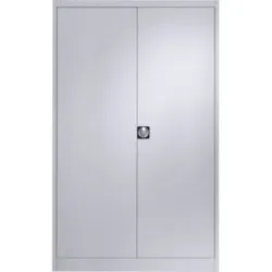 Stahlschrank mit Flügeltüren, 4 Fachböden, Breite 1200 mm, weißaluminium, Außentiefe 600 mm mauser