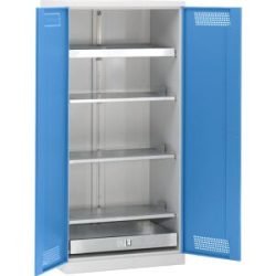 Umweltschrank, mit Auszügen für Kanister, 5 Lagerebenen, Breite 950 mm eurokraft pro