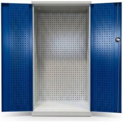 kaiserkraft Werkzeugschrank Leergehäuse, Türinnenseiten und Rückwand mit Lochprägung, Türen blau