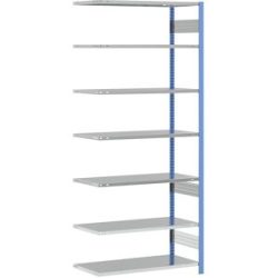 Steckregal, Bauart leicht, einseitig, HxBxT 3000 x 1300 x 600 mm, blau/verzinkt, Anbauregal eurokraft pro