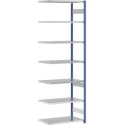 Steckregal, Bauart leicht, einseitig, HxBxT 3000 x 1000 x 600 mm, blau/grau, Anbauregal eurokraft pro