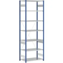Steckregal, Bauart leicht, einseitig, HxBxT 3000 x 1000 x 600 mm, blau/grau, Grundregal eurokraft pro