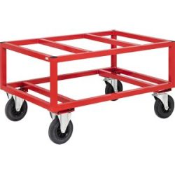 Paletten-Fahrgestell KM221, LxBxH 1200 x 800 x 650 mm, rot, 2 Lenk- und 2 Bockrollen, ab 5 Stk Kongamek