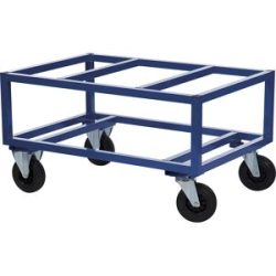 Paletten-Fahrgestell KM221, LxBxH 1200 x 800 x 650 mm, blau, 2 Lenkrollen mit Stopp, 2 Bockrollen, ab 5 Stk Kongamek