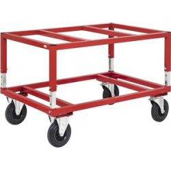 Paletten-Fahrgestell KM222, LxBxH 1200 x 800 x 655 - 830 mm, rot, 2 Lenkrollen mit Stopp, 2 Bockrollen, ab 5 Stk Kongamek