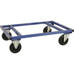 Paletten-Fahrgestell KM217, LxBxH 1200 x 1000 x 305 mm, blau, 2 Lenkrollen mit Stopp, 2 Bockrollen Kongamek