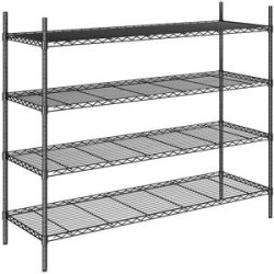 kaiserkraft Stahldraht-Gitterregal, schwarz, Fachlast 100 kg, BxT 1520 x 610 mm, Grundregal, Höhe 1370 mm, 4 Fachböden