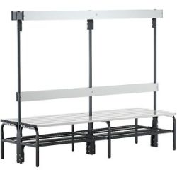 Umkleidebank aus Edelstahl, HxT 1650 x 725 mm, Länge 1500 mm, 12 Haken, anthrazit, Schuhrost Sypro