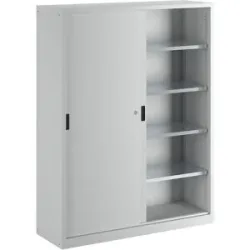 Schiebetürschrank, HxB 1950 x 1500 mm, Trennwand, Tiefe 500 mm, lichtgrau RAL 7035 LISTA