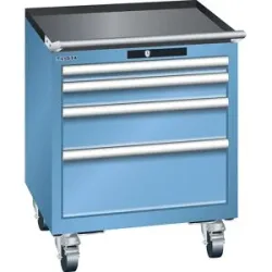 Schubladenschrank, fahrbar, BxT 564 x 572 mm, 4 Schubladen, lichtblau LISTA
