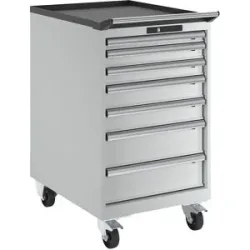 Schubladenschrank, fahrbar, BxTxH 564 x 725 x 990 mm, 7 Schubladen, lichtgrau LISTA