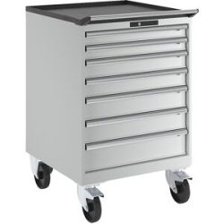 Schubladenschrank, fahrbar, BxT 717 x 725 mm, 7 Schubladen, lichtgrau LISTA