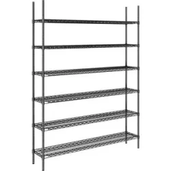kaiserkraft Stahldraht-Gitterregal, schwarz, Fachlast 250 kg, BxT 1520 x 360 mm, Grundregal, Höhe 2180 mm, 6 Fachböden