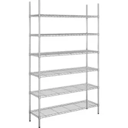 kaiserkraft Stahldraht-Gitterregal, verchromt, Fachlast 100 kg, BxT 1220 x 460 mm, Grundregal, Höhe 2180 mm, 6 Fachböden