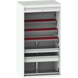 CNC-Schrank mit Rollladen, 7 Ebenen, 56 Halter ISO-SK 40, lichtgrau RAL 7035 LISTA