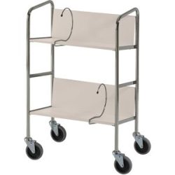 Aktenordnerwagen verchromt, 2 Etagen, LxBxH 550 x 340 x 840 mm, Birke-Dekor HelgeNyberg