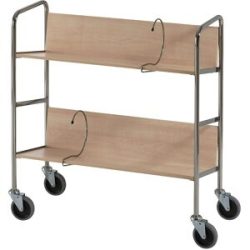 Aktenordnerwagen verchromt, 2 Etagen, LxBxH 800 x 340 x 840 mm, Buche-Dekor HelgeNyberg
