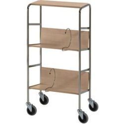 Aktenordnerwagen mit Ablageboden, verchromt, 3 Etagen, LxBxH 550 x 340 x 1060 mm, Eiche-Dekor, ab 5 Stk HelgeNyberg