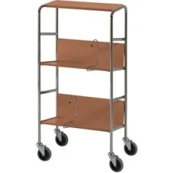Aktenordnerwagen mit Ablageboden, verchromt, 3 Etagen, LxBxH 550 x 340 x 1060 mm, Kirsche-Dekor HelgeNyberg