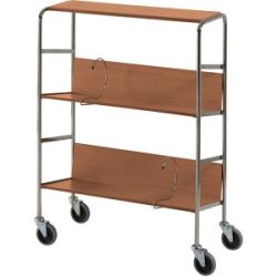 Aktenordnerwagen mit Ablageboden, verchromt, 3 Etagen, LxBxH 800 x 340 x 1060 mm, Kirsche-Dekor HelgeNyberg