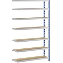 Großfach-Steckregal, blau/grau, HxBxT 2522 x 1525 x 400 mm, Spanplattenböden, Anbauregal eurokraft basic