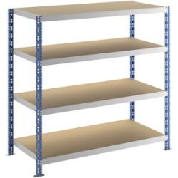 Großfach-Steckregal, blau/grau, HxBxT 1508 x 1550 x 700 mm, Spanplattenböden, Grundregal eurokraft basic
