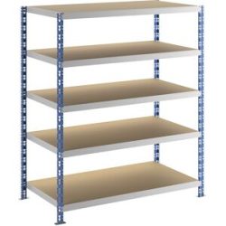 Großfach-Steckregal, blau/grau, HxBxT 1820 x 1550 x 800 mm, Spanplattenböden, Grundregal eurokraft basic