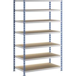 Großfach-Steckregal, blau/grau, HxBxT 2522 x 1550 x 800 mm, Spanplattenböden, Grundregal eurokraft basic