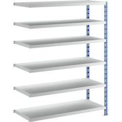 Großfach-Steckregal, blau/grau, HxBxT 1976 x 1525 x 600 mm, Stahlblechböden, Anbauregal eurokraft basic