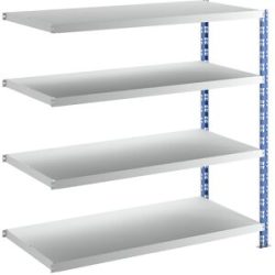Großfach-Steckregal, blau/grau, HxBxT 1508 x 1525 x 700 mm, Stahlblechböden, Anbauregal eurokraft basic