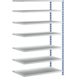 Großfach-Steckregal, blau/grau, HxBxT 2522 x 1525 x 800 mm, Stahlblechböden, Anbauregal eurokraft basic