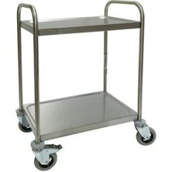 kaiserkraft Edelstahl-Servierwagen, 3 Etagen, luftidentische Reifen, LxBxH 870 x 570 x 970 mm, ab 10 Stk