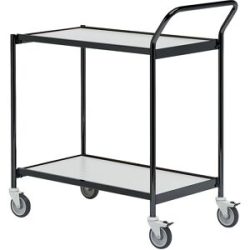 Tischwagen, 2 Etagen, LxB 1000 x 420 mm, schwarz/grau HelgeNyberg