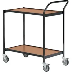 Tischwagen, 2 Etagen, LxB 800 x 420 mm, schwarz/Eiche HelgeNyberg