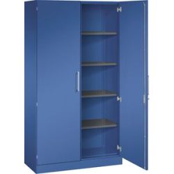 Flügeltürenschrank ASISTO, Höhe 1980 mm, Breite 1000 mm, 4 Fachböden, enzianblau/enzianblau C+P