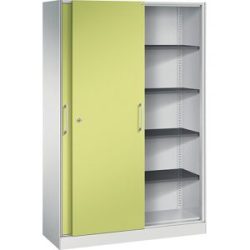 Schiebetürenschrank ASISTO, Höhe 1980 mm, Breite 1200 mm, lichtgrau/viridingrün C+P
