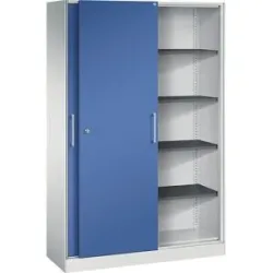 Schiebetürenschrank ASISTO, Höhe 1980 mm, Breite 1200 mm, lichtgrau/enzianblau C+P