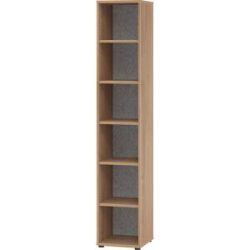 kaiserkraft ANNY-AC - Regal mit Akustik-Rückwand, HxBxT 2156 x 400 x 400 mm, 5 Fachböden, Nussbaum-Dekor