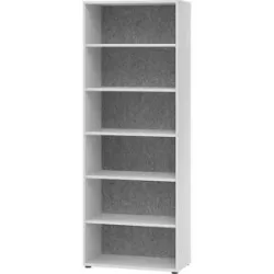 kaiserkraft ANNY-AC - Regal mit Akustik-Rückwand, HxBxT 2156 x 800 x 400 mm, 5 Fachböden, lichtgrau