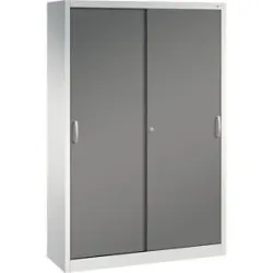 ACURADO Schiebetürenschrank, 4 Fachböden, HxBxT 1950 x 1200 x 400 mm, lichtgrau / vulkangrau C+P