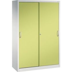 ACURADO Schiebetürenschrank, 4 Fachböden, HxBxT 1950 x 1200 x 500 mm, lichtgrau / viridingrün C+P