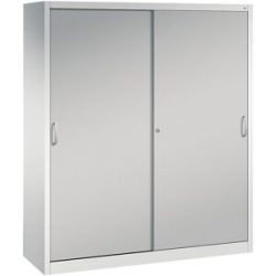 ACURADO Schiebetürenschrank, 8 Fachböden, HxBxT 1950 x 1600 x 500 mm, lichtgrau / weißalu C+P