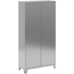 kaiserkraft Edelstahl-Flügeltürenschrank mit Stollenfüßen, mit 4 Böden, HxBxT 1950 x 1000 x 400 mm