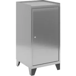 kaiserkraft Edelstahl-Werkzeugschrank mit Stollenfüßen, mit 2 Fachböden, HxBxT 1000 x 500 x 500 mm