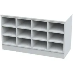 kaiserkraft Sitover-Garderobenbank, einseitig, melaminbeschichtet, 15 Fächer, Länge 1360 mm, weiß
