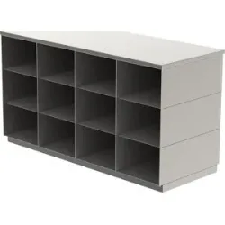 kaiserkraft Sitover-Garderobenbank, einseitig, Edelstahl, 12 Fächer, Länge 1090 mm