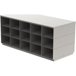 kaiserkraft Sitover-Garderobenbank, doppelseitig, Edelstahl, 2 x 15 Fächer, Länge 1360 mm